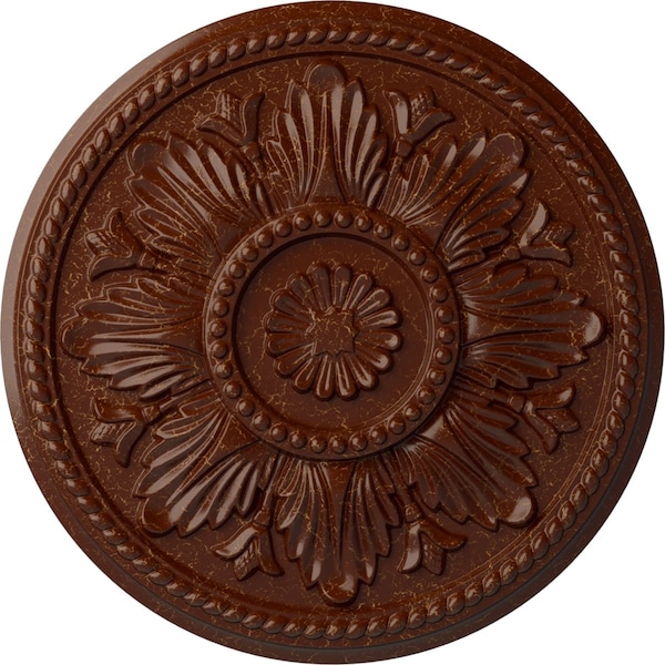 Ekena Millwork Edinburgh Ceiling Medallion (Canopies up to 5 1/4"), 18"OD x 1 3/4"P, Burnished Mahogany Crackle CM18EDBMC - main